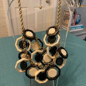 Kate Spade gold Chunky Black and White mod Statement Necklace and earrings.